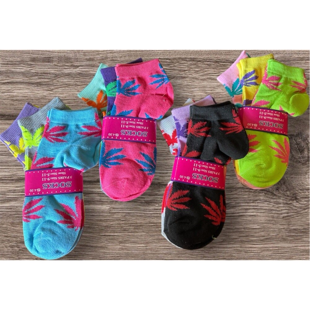 Marajuana Socks 420 Pot Weed Herb 12 Pair Footies ankle (set 0005)